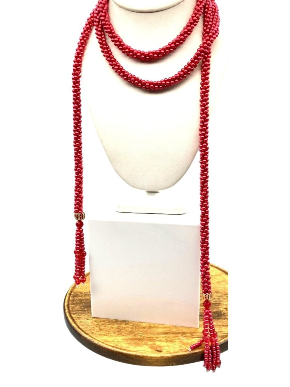 Crocheted Seed Pearls Rope Lariat, Elegant Flapper Sautoir, Vintage Necklace